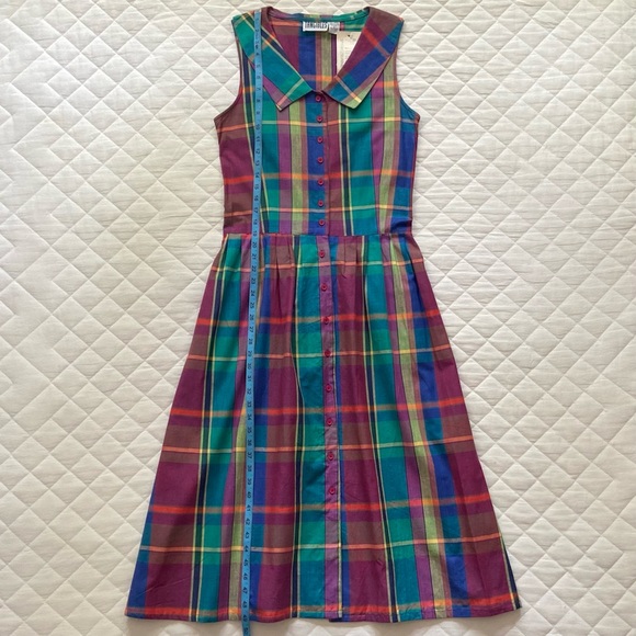 🌈 Tangibles, Vintage Cirque Arc-En-Ciel Madras Plaid Dress - Picture 16 of 16